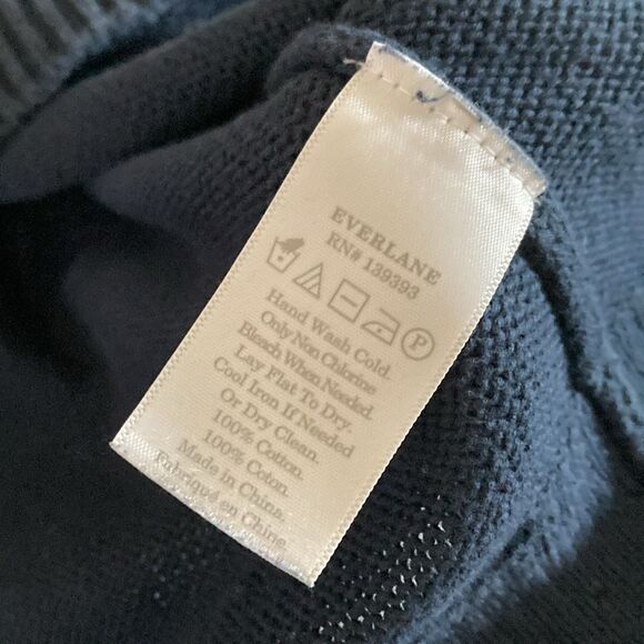 Everlane V-Neck Navy Cotton Lightweight Pullover Sweater Navy Blue M - Picture 7 of 7